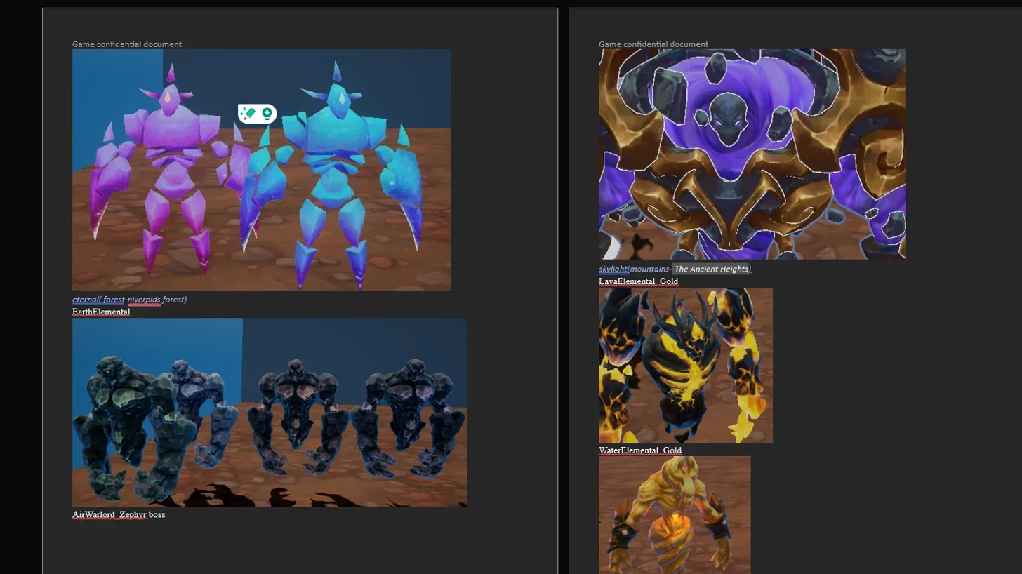 My Princess & The 4 Heroes — elemental boss concept art