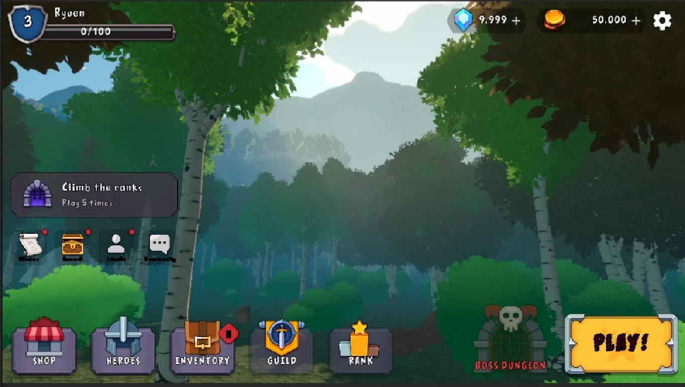 My Princess & The 4 Heroes — shop/guild UI reference